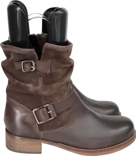 Next Brown Extra Wide Fit Forever Comfort® Leather Slouch Ankle Boots UK 4 EU 37 👠