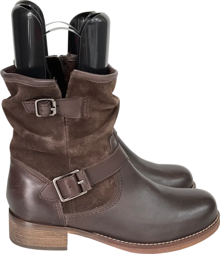 Next Brown Extra Wide Fit Forever Comfort® Leather Slouch Ankle Boots UK 4 EU 37 👠