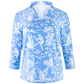 Notch Collar V-Neck Tee in Celeste Provencal