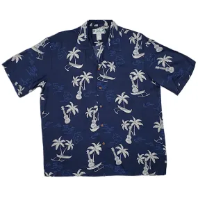Pineapple Vintage Inspired Rayon Hawaiian Shirt | Navy
