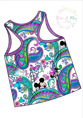 PREORDER - Seasonal Prints - Paisley's - White - WOMEN'S Racerback Tank