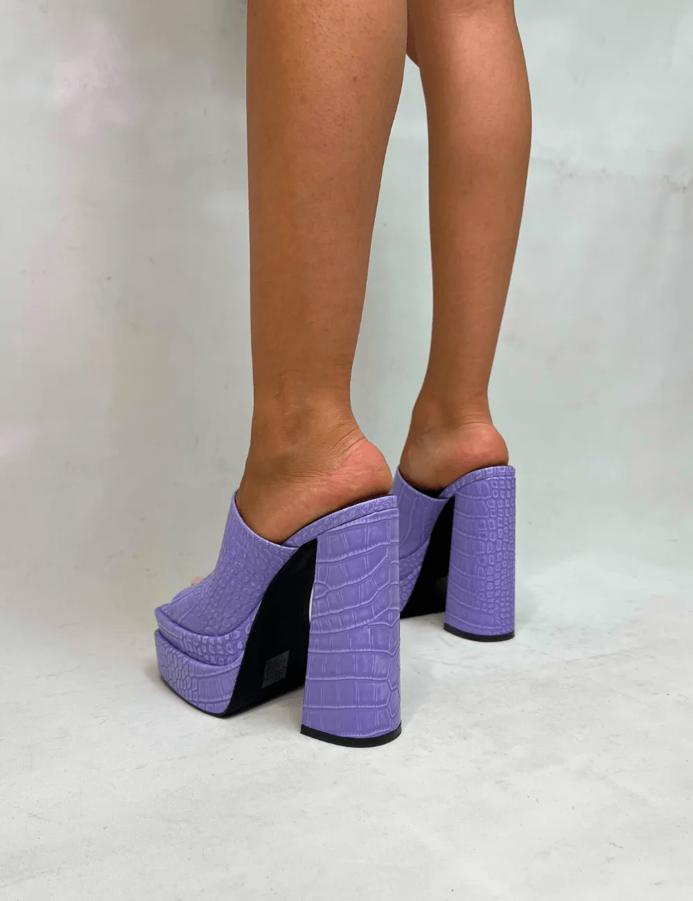 PUBLIC DESIRE - SKYHIGH PURPLE CROC HEELS