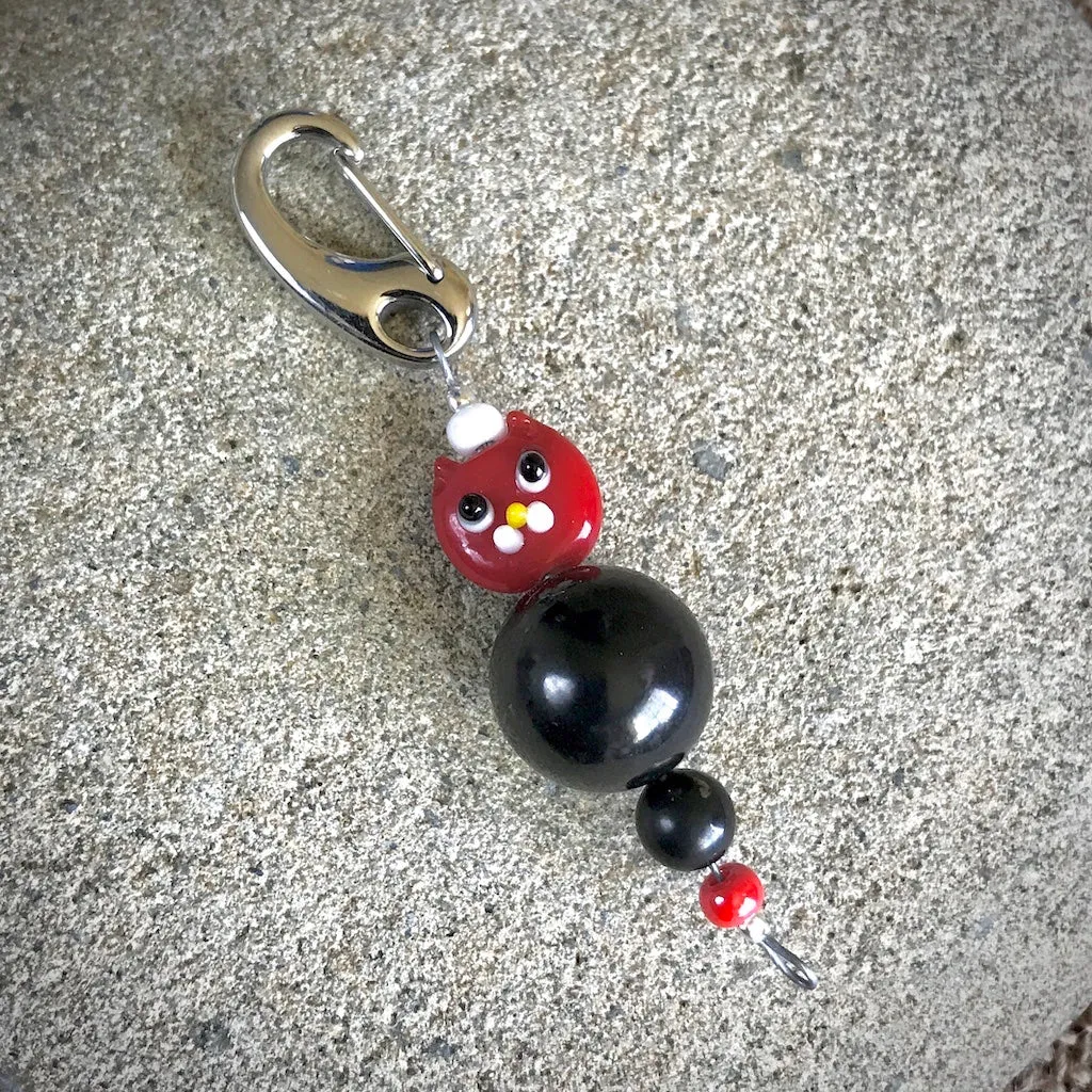Red Cat Shungite Necklace on Silver Ball Chain, Clip-On EMF Accessory, Kids