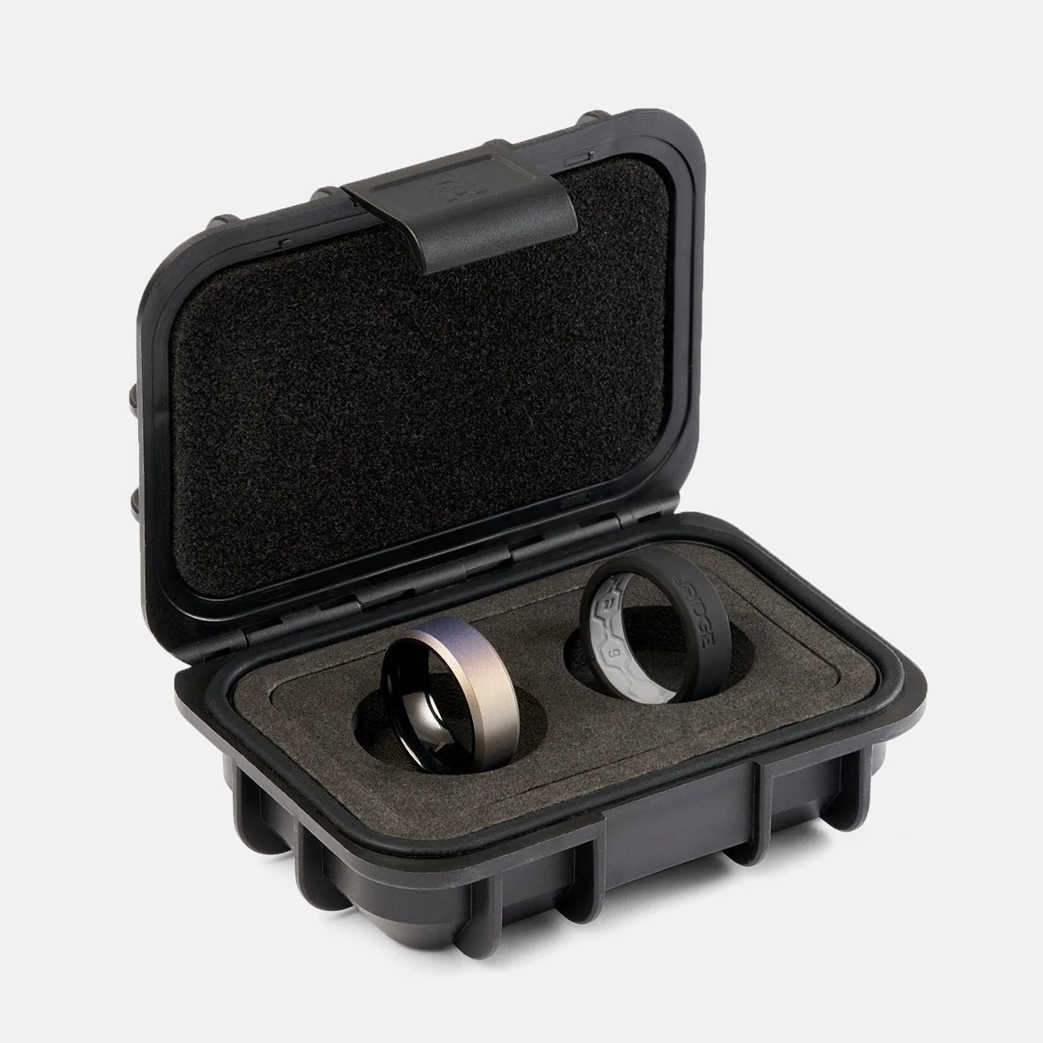 Ridge 8mm Beveled Ring Set - Burnt Titanium