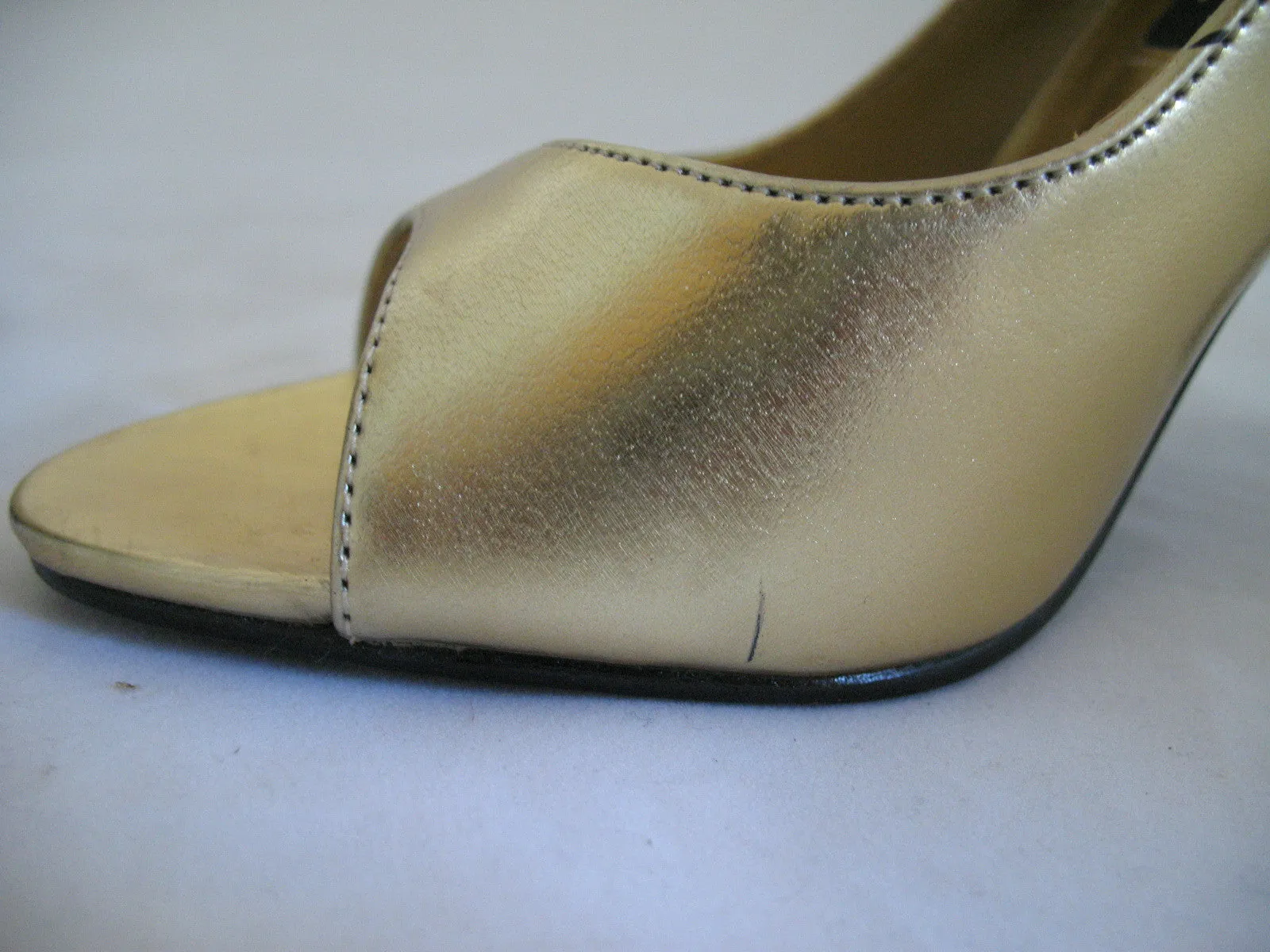RUSH HOUR METALLIC GOLD Women Ladies Open Toe 3-1/2 in HIGH HEELS Womens SHOES size 5.5 - 6
