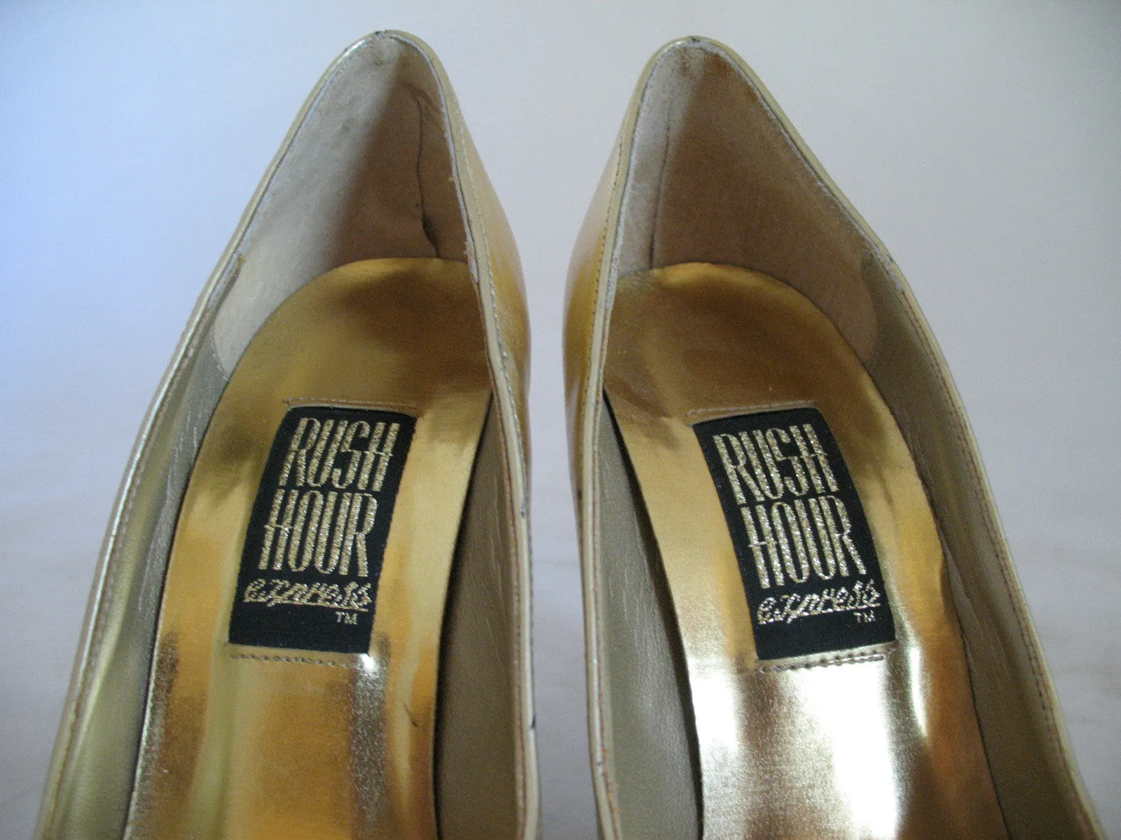 RUSH HOUR METALLIC GOLD Women Ladies Open Toe 3-1/2 in HIGH HEELS Womens SHOES size 5.5 - 6