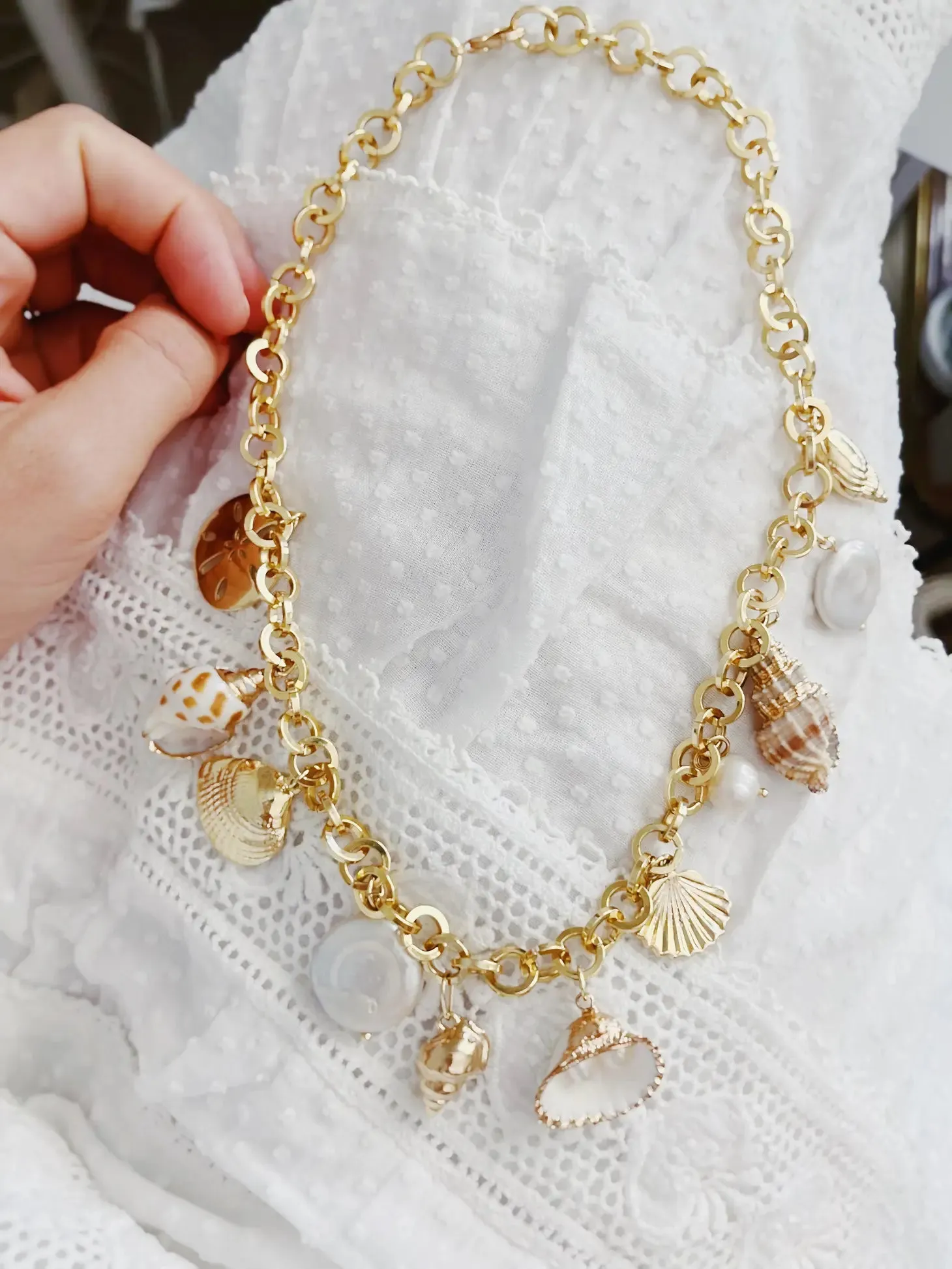 Seashells and Summer Charms Statement Necklace