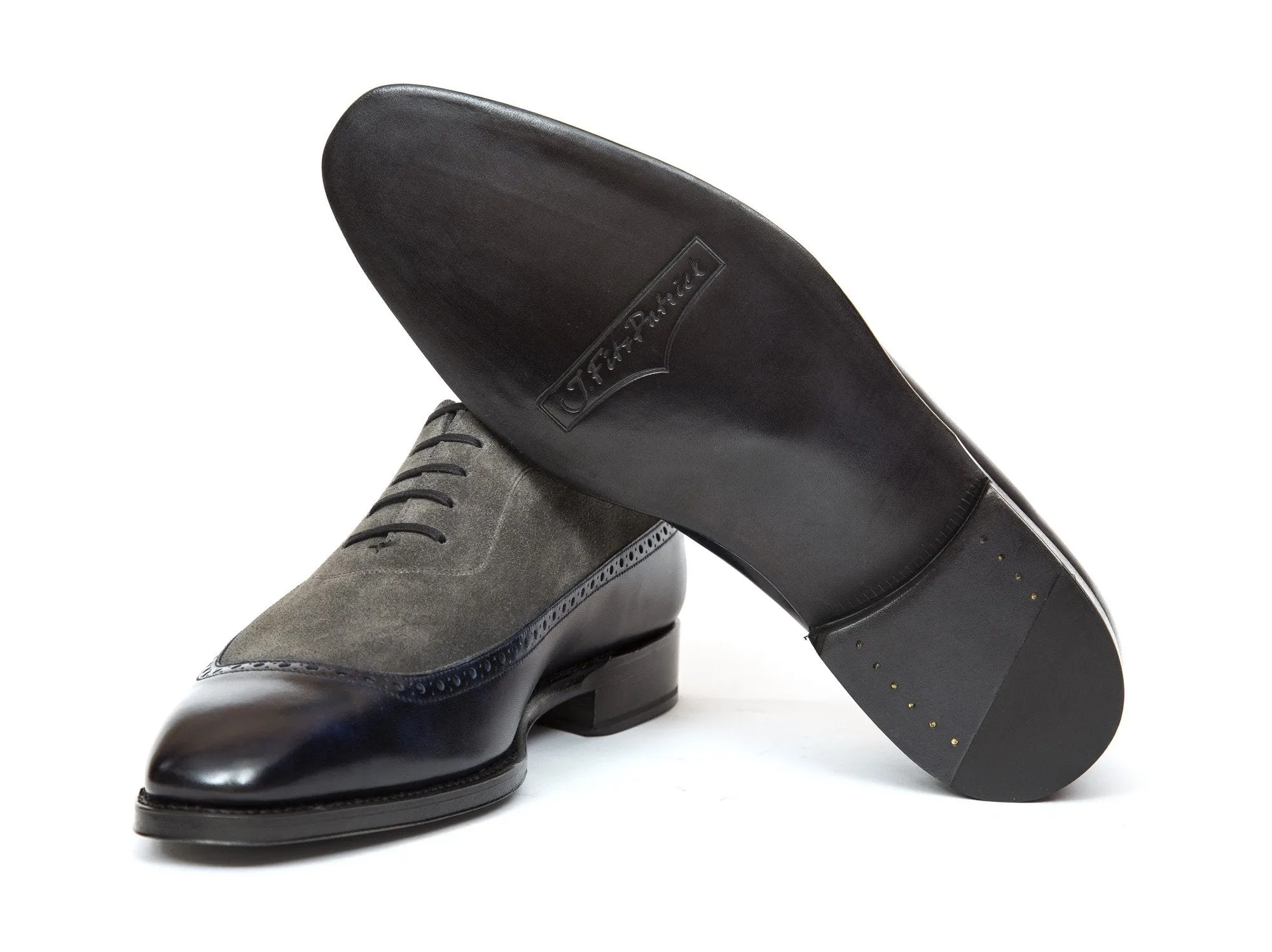 Sebastien - MTO - Navy Museum Calf / Mid Grey Suede - LPB Last - Single Leather Sole