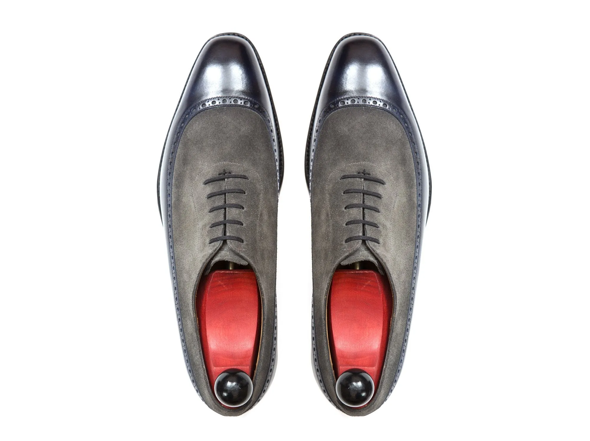 Sebastien - MTO - Navy Museum Calf / Mid Grey Suede - LPB Last - Single Leather Sole