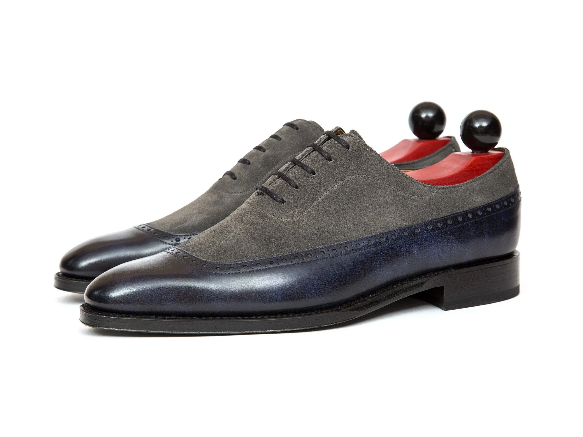 Sebastien - MTO - Navy Museum Calf / Mid Grey Suede - LPB Last - Single Leather Sole