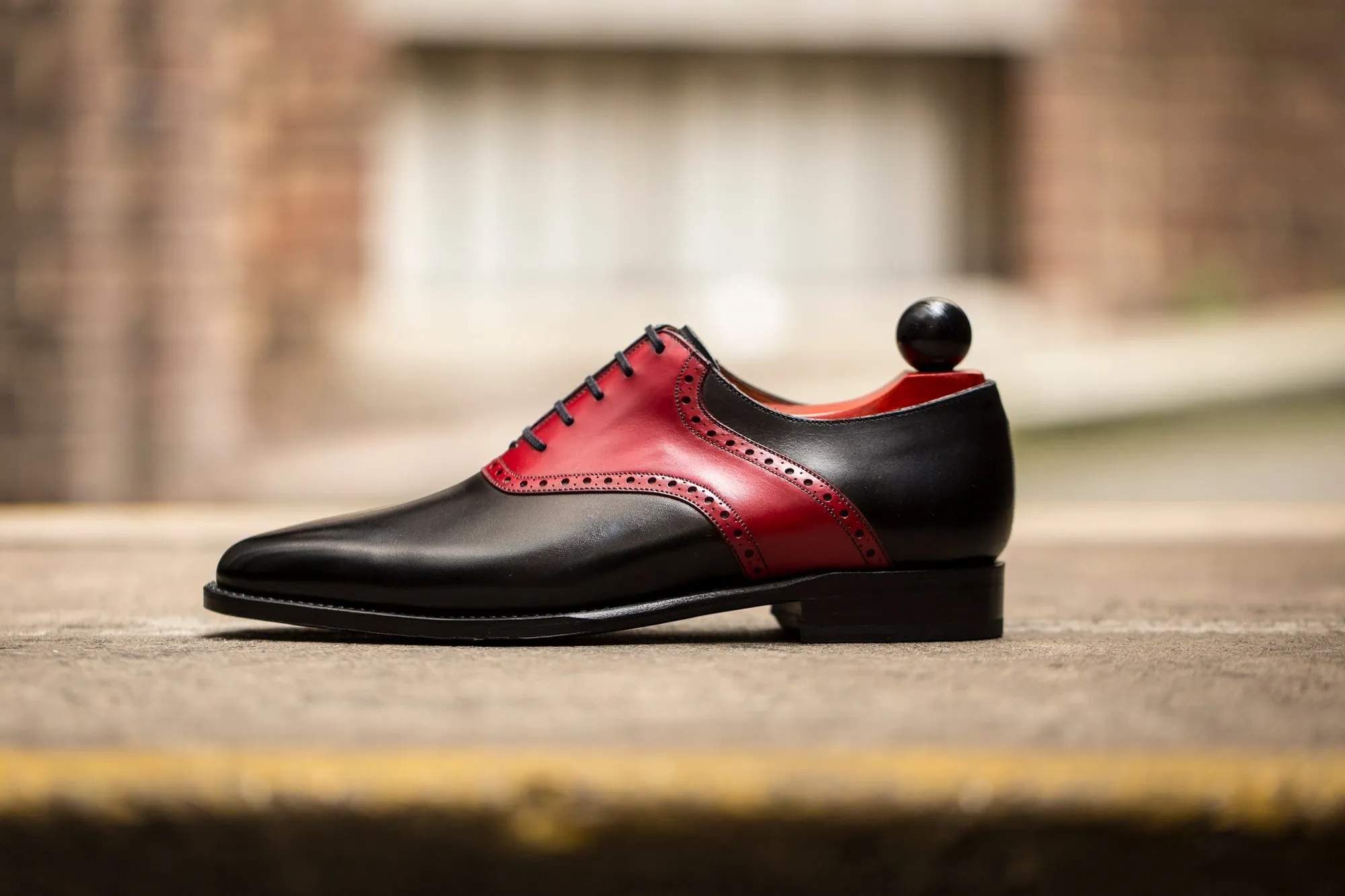 Stefano Redux - MTO - Black Calf / Red Calf Saddle - JKF Last - Single Leather Sole