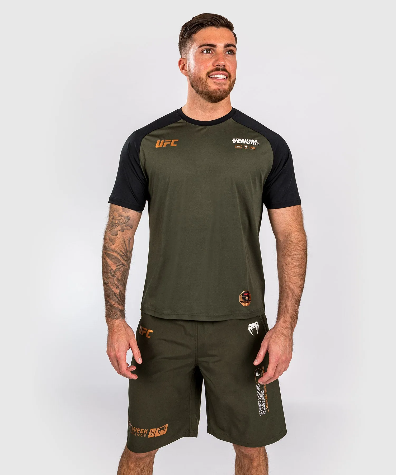UFC Adrenaline by Venum Fight Week Men’s Dry-tech T-shirt - Khaki/Bronze