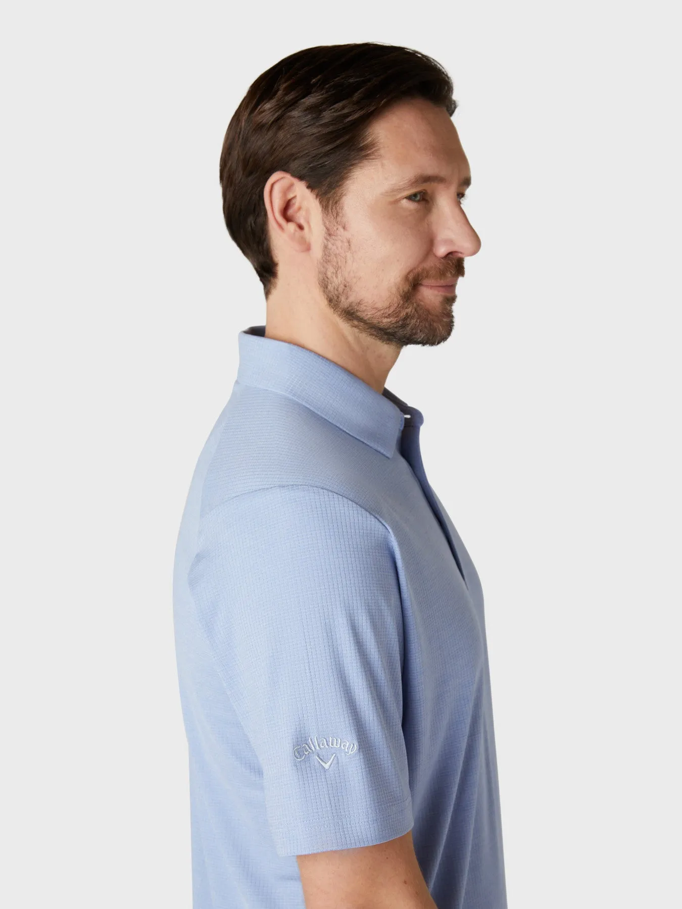 Ventilated Classic Jacquard Polo In Chambray