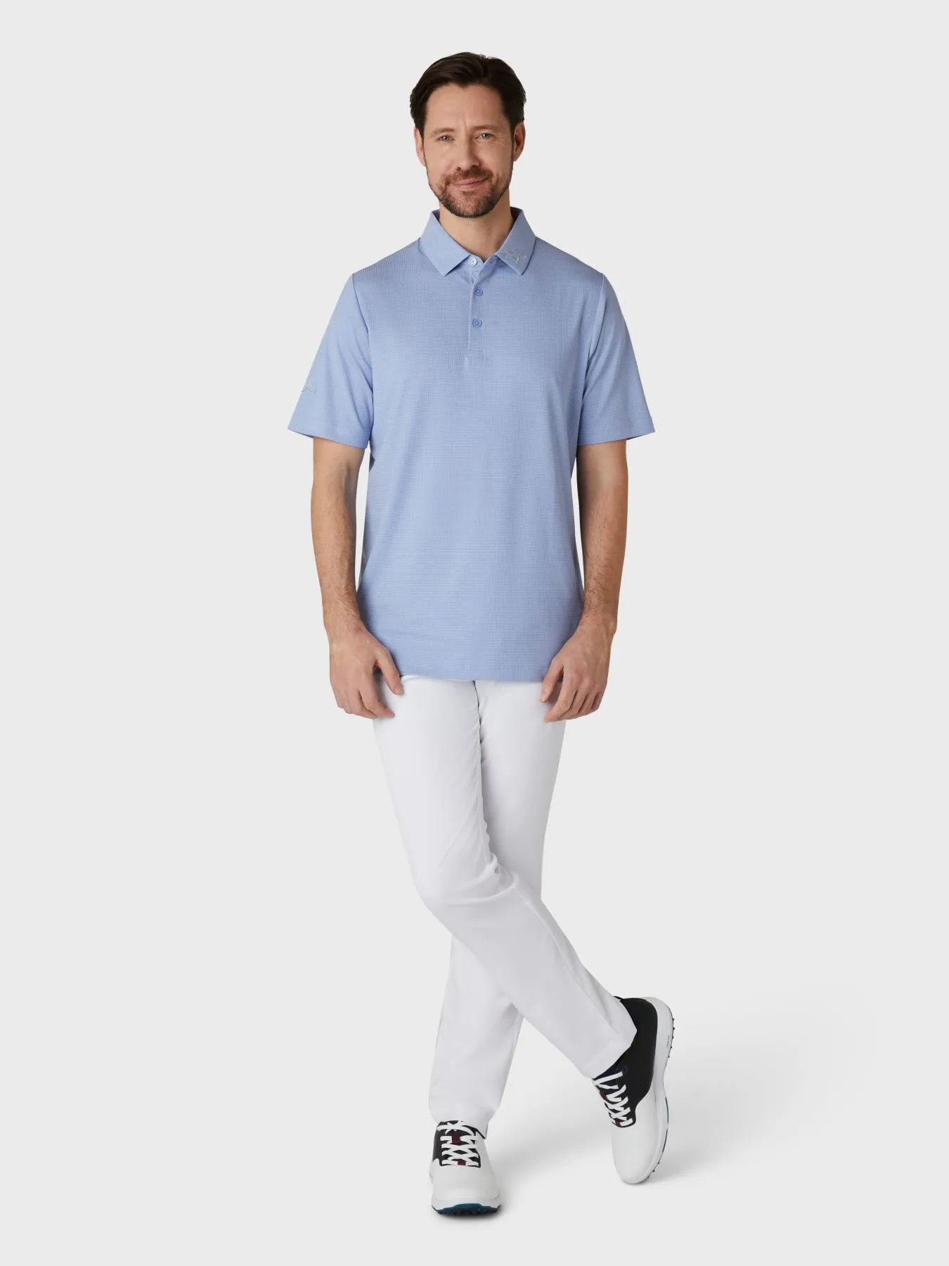 Ventilated Classic Jacquard Polo In Chambray