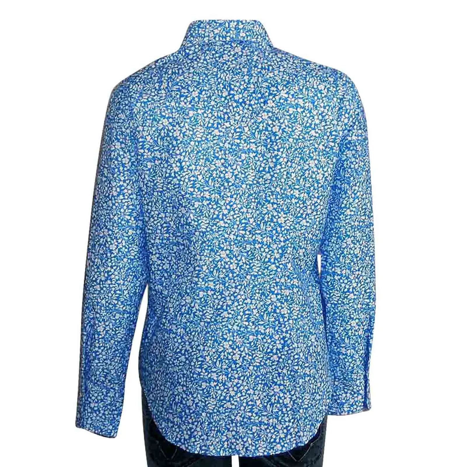 Women's Vintage Blue Floral Print Western Shirt