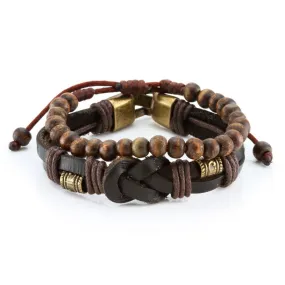Wood Hide Bracelet Set by MARZ
