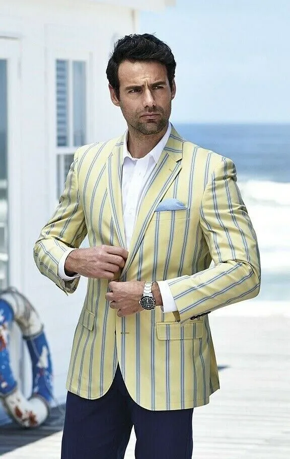 Yellow Stripe Boating Jacket Blazer Henley Regatta - Brand New